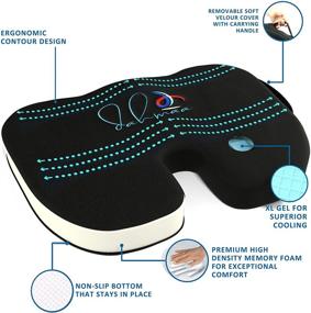 img 3 attached to 🪑 Гелевая ортопедическая подушка для сиденья от Dahmaa: подушка из памяти для облегчения болей в спине и крестце, поддержка при сциатике - идеально подходит для кресла, автомобиля, офиса и путешествий. Антискользящая подушка для поясницы и копчика.