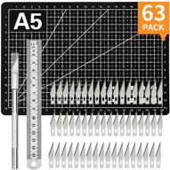 🔪 63-piece utility knife carving kit craft knife set with 60 carving blades, 1 craft knife, a5 self healing cutting mat, and steel ruler for arts, diy, scrapbooking, hobby - jetmore logo