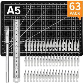 img 4 attached to 🔪 63-Piece Utility Knife Carving Kit Craft Knife Set with 60 Carving Blades, 1 Craft Knife, A5 Self Healing Cutting Mat, and Steel Ruler for Arts, DIY, Scrapbooking, Hobby - Jetmore