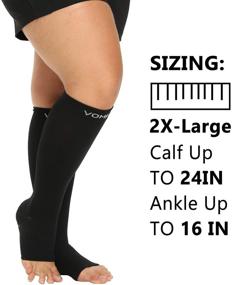 img 3 attached to 🧦 VOMFIT XXL Plus Size Open Toe Compression Socks for Wide Calves - Women, Men - Toeless, Comfortable Support for Circulation, Pain Relief, DVT, Varicose Veins - 20-30mmHg