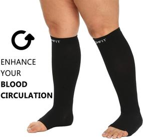 img 2 attached to 🧦 VOMFIT XXL Plus Size Open Toe Compression Socks for Wide Calves - Women, Men - Toeless, Comfortable Support for Circulation, Pain Relief, DVT, Varicose Veins - 20-30mmHg