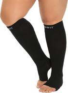 🧦 vomfit xxl plus size open toe compression socks for wide calves - women, men - toeless, comfortable support for circulation, pain relief, dvt, varicose veins - 20-30mmhg логотип