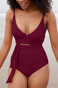 img 1 attached to 👙 ESONLAR Swimusit V Neck Swimwear Monokini: Stylish Women's Clothing in Swimsuits & Cover Ups