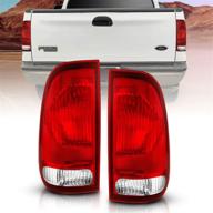 🚦 high-quality amerilite oe replacement halogen tail lights brake lamps for ford f-series f150 f250 f350 superduty - clear red - complete set (driver and passenger side) logo