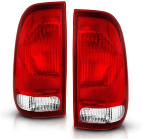 img 3 attached to 🚦 High-Quality AmeriLite OE Replacement Halogen Tail Lights Brake Lamps for Ford F-Series F150 F250 F350 SuperDuty - Clear Red - Complete Set (Driver and Passenger Side)