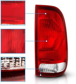 img 2 attached to 🚦 High-Quality AmeriLite OE Replacement Halogen Tail Lights Brake Lamps for Ford F-Series F150 F250 F350 SuperDuty - Clear Red - Complete Set (Driver and Passenger Side)