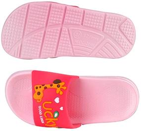 img 1 attached to Quernn Giraffe Sandals: 🦒 Lightweight Slippers for Boys' Feet