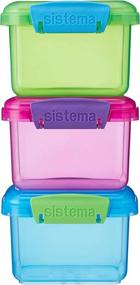 img 2 attached to Sistema Lunch Collection Food Storage Containers 1.6 Cup, 3 Pack - Blue/Green/Pink: Ideal for Meal Prep, BPA Free & Reusable