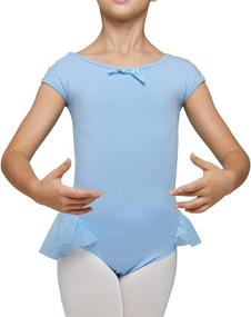 img 3 attached to 👗 Stylish Girls' Lace Leotard and Raglan Cap Sleeve Leotard with Short Skirt Back