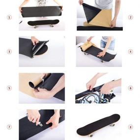 img 2 attached to 🛹 11x50 Black Skateboard Grip Tape Sheet, ZUEXT Bubble-Free Waterproof Scooter Grip Tape, Longboard Griptape, Sandpaper for Rollerboard, Stairs, Gun, Pedal, Pistol, Wheelchair, Steps (125x27cm) - Enhanced SEO