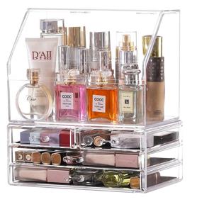 img 2 attached to 📦 CQ Acrylic Clear Makeup Organizer with Lid - Stackable, X-Large, Waterproof, Dustproof - Skin Care Cosmetic Display Case with 4 Drawers for Beauty Skincare Product Organizing (Set of 2)