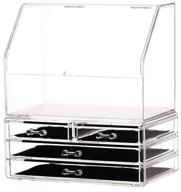 📦 cq acrylic clear makeup organizer with lid - stackable, x-large, waterproof, dustproof - skin care cosmetic display case with 4 drawers for beauty skincare product organizing (set of 2) logo