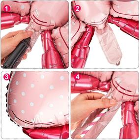 img 2 attached to 🎀 Pack of 6 Bow Balloon Mouse Party Decorations - Pink Bowtie Foil Balloons for Wedding, Bridal Shower, Gender Reveal - Jumbo Bow Balloon for Parties and Gifts (Large, Pink)