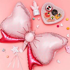 img 1 attached to 🎀 Pack of 6 Bow Balloon Mouse Party Decorations - Pink Bowtie Foil Balloons for Wedding, Bridal Shower, Gender Reveal - Jumbo Bow Balloon for Parties and Gifts (Large, Pink)