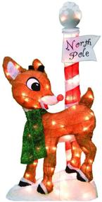 img 4 attached to Shine Bright with ProductWorks 32-Inch Pre-Lit Rudolph The Red-Nosed Reindeer Christmas Yard Decoration: 70 Lights (70508_L2D)