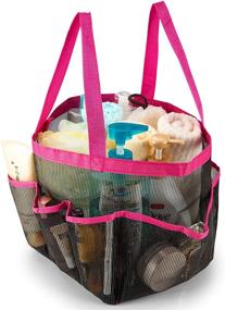 img 2 attached to 🚿 iPEGTOP Portable Mesh Shower Caddy: Quick Dry Hanging Bath Organizer with 9 Storage Pockets, Double Handles - Ideal for College Dorm, Travel, Gym & Camping (Pink)