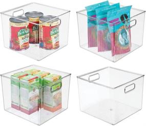 img 4 attached to 📦 mDesign Ligne Collection Clear Stackable Organizer Bins - 4 Pack - Perfect for Home Kitchen Organization and Closet Decoration