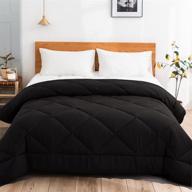 🛏️ cozynight all season queen comforter: reversible black duvet insert with tabs, breathable diamond stitching, 88x92 inches logo