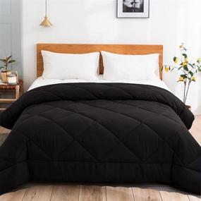 img 4 attached to 🛏️ Cozynight All Season Queen Comforter: Reversible Black Duvet Insert with Tabs, Breathable Diamond Stitching, 88x92 inches