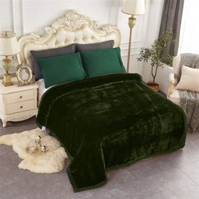 img 2 attached to 🌹 JML Heavy Fleece Blanket, Plush Velvet Korean Style Mink Queen Size Blanket 79"x91", Reversible Two Ply Raschel Blanket - Silky Soft, Thick Bed Warm Blanket that is Wrinkle and Fade Resistant, Dark Green Rose