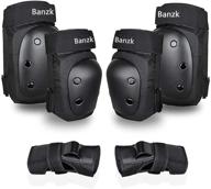 🛹 banzk 6 in 1 protective gear set: knee pads, elbow pads, wrist guards for skateboarding, biking, roller skating - adult youth size (large) - outdoor sports equipment logo