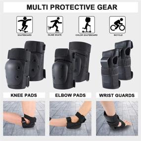 img 3 attached to 🛹 Banzk 6 in 1 Protective Gear Set: Knee Pads, Elbow Pads, Wrist Guards for Skateboarding, Biking, Roller Skating - Adult Youth Size (Large) - Outdoor Sports Equipment