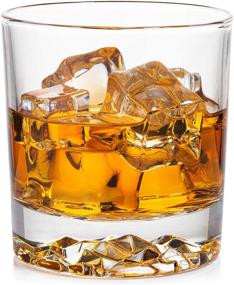 img 4 attached to 🥃 OBSIDIAN Whiskey Glasses: Premium Set of 4 with Stunning Mountain Imprint - Perfect Bar Glasses for Old Fashioned & Lowball Cocktails, 11.5 OZ Beverage Glass