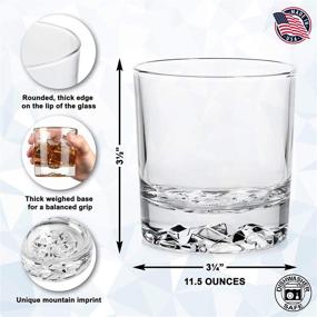 img 1 attached to 🥃 OBSIDIAN Whiskey Glasses: Premium Set of 4 with Stunning Mountain Imprint - Perfect Bar Glasses for Old Fashioned & Lowball Cocktails, 11.5 OZ Beverage Glass