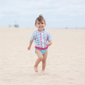 img 2 attached to 👙 SwimZip Girl 2 Piece Short Sleeve Rash Guard Swimsuit UPF 50+: Multiple Colors, Ultimate Sun Protection