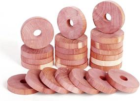 img 4 attached to 🌲 GOGOUP Cedar Rings & Blocks for Hangers & Clothes Storage - 100% Natural Aromatic Cedar Wood for Closets & Drawers - 24-Pack