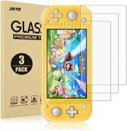 🔒 [3 pack] joto tempered glass screen protector for nintendo switch lite 2019 - clear, rounded edge real glass film guard logo