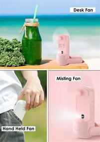 img 2 attached to HonHey Handheld Fan Misting Fan: Portable 3-in-1 Mini Fan with Rechargeable Battery, 3 Adjustable Speeds, Foldable Design – Ideal for Girls, Women, and Travel