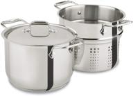 🍝 all-clad e414s6 stainless steel pasta pot with insert cookware, 6-quart, silver - ultimate tool for pasta lovers! logo