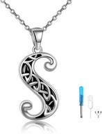 onefinity 925 sterling silver ashes urn necklace initial letter pendant - memorial cremation keepsake jewelry logo