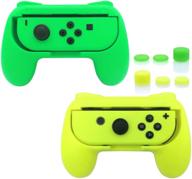 🎮 fastsnail grips for nintendo switch joy con & oled model - wear-resistant handle kit, 2 pack (green and yellow), compatible with joy cons controllers logo