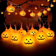 🎃 nolyfy halloween pumpkin string lights: 20 led battery-operated jack-o-lantern outdoor decor with 2 modes - steady & flickering логотип