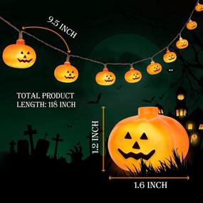 img 3 attached to 🎃 NOLYFY Halloween Pumpkin String Lights: 20 LED Battery-Operated Jack-O-Lantern Outdoor Decor with 2 Modes - Steady & Flickering