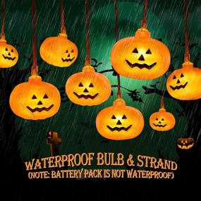 img 1 attached to 🎃 NOLYFY Halloween Pumpkin String Lights: 20 LED Battery-Operated Jack-O-Lantern Outdoor Decor with 2 Modes - Steady & Flickering