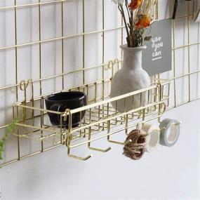 img 1 attached to 📸 FRIADE Wall Grid Panel in Gold - Photo Display & Storage Organizer with 5 Metal Clips, 3 S Hooks, and More! 2 Pack: Size 17.5" x 11.8