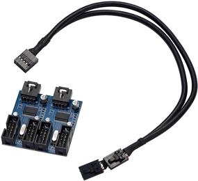 img 1 attached to 🔌 Внутренний USB хаб материнской платы Dagong | Кабель-удлинитель для материнской платы 1 на 4 | Адаптер USB-коннектора для увеличения количества портов | Синий Черный