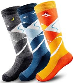 img 4 attached to ❄️ Kids Ski Socks (2 Pairs/3 Pairs) | Warm Soft OTC Non-Slip Cuff for Boys & Girls | Winter Skiing & Outdoor Activities