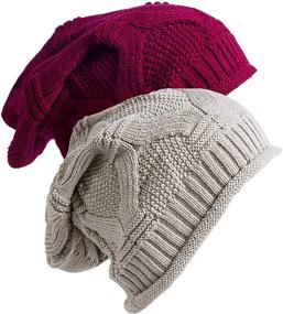 img 4 attached to 🧣 2-Pack Unisex Winter Slouchy Beanie: Soft Knit Hat for Women and Men