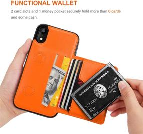 img 1 attached to 📱 KIHUWEY iPhone XR Wallet Case with Credit Card Holder: Premium Leather, Kickstand, Shockproof, Protective Cover (Orange, 6.1 Inch)