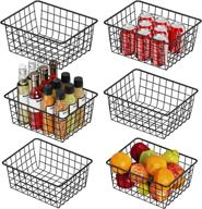 🧺 durable and versatile wire baskets for kitchen & pantry organization - cambond 6 pack black small metal storage bins for cabinets, countertop & closets логотип