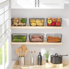 img 3 attached to 🧺 Durable and Versatile Wire Baskets for Kitchen & Pantry Organization - Cambond 6 Pack Black Small Metal Storage Bins for Cabinets, Countertop & Closets