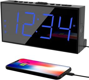 img 4 attached to 🕒 Enhance Your Bedroom with the Digital Dual Alarm Clock - Large Display, Battery Backup, USB Phone Charger, Volume Control, Dimmer, Easy to Set - Perfect for Heavy Sleepers, Kids, Teens, Seniors, Boys, Girls, and Kitchen Use!