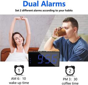 img 3 attached to 🕒 Enhance Your Bedroom with the Digital Dual Alarm Clock - Large Display, Battery Backup, USB Phone Charger, Volume Control, Dimmer, Easy to Set - Perfect for Heavy Sleepers, Kids, Teens, Seniors, Boys, Girls, and Kitchen Use!