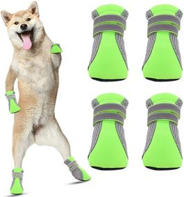 img 4 attached to 🐾 AOFITEE Mesh Dog Boots: Reflective, Breathable Paw Protectors with Anti-Slip Sole for Walking, Hiking, Running - Set of 4