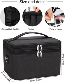 img 2 attached to 👜 Relavel Travel Makeup Bag - Large Cosmetic Case Organizers with Makeup Brush Holder | Keep Cosmetics Upright | Suitable for Taller Liquids | Portable with Adjustable Strap | Waterproof Fabric and Lining | Color: Black