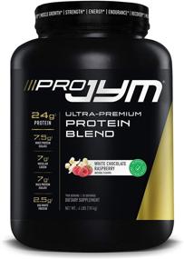 img 4 attached to 🍫 Протеиновый порошок Pro Jym - Премиальное сочетание яичного белка, молока, изолята сывороточного протеина и мицеллярного казеина для оптимального восстановления мышц, JYM Supplement Science, натуральный аромат белого шоколада с малиной, 4 фунта.